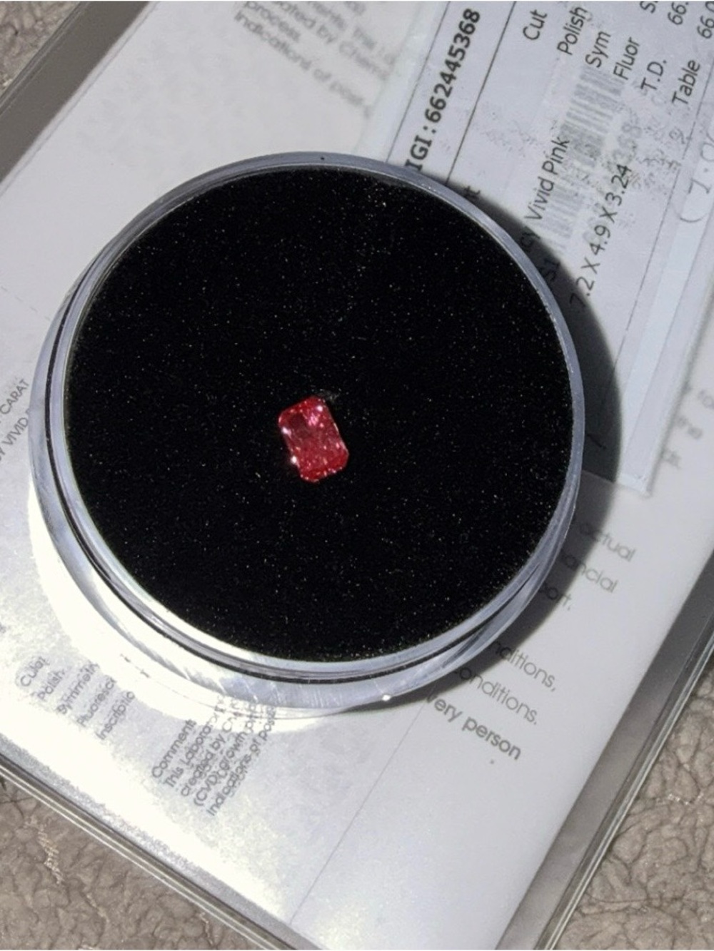1.07 Carat Pink Brilliant Radiant Cut Diamond